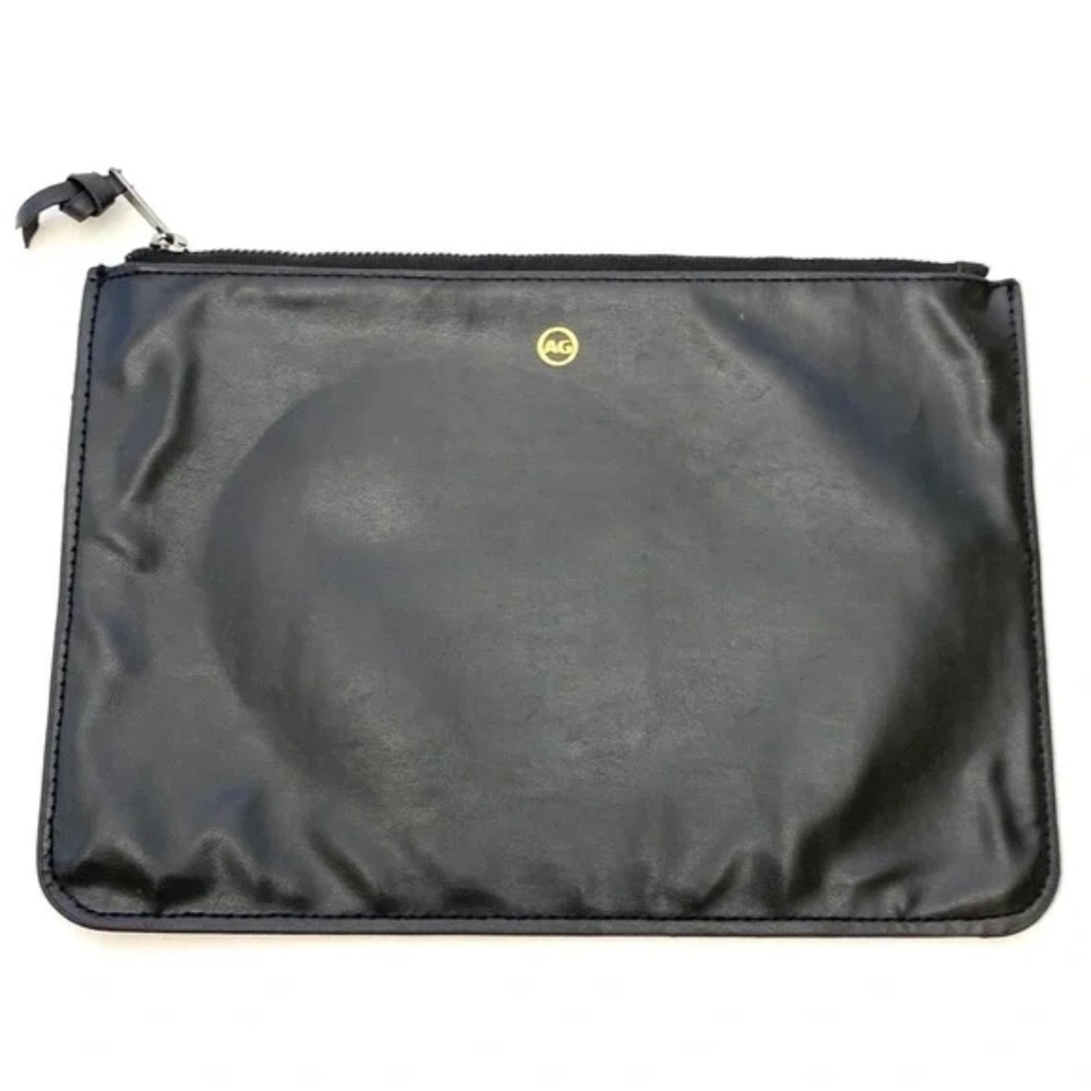 Ag Adriano Goldschmid Women's Black Smooth Leather Zip-Top Clutch